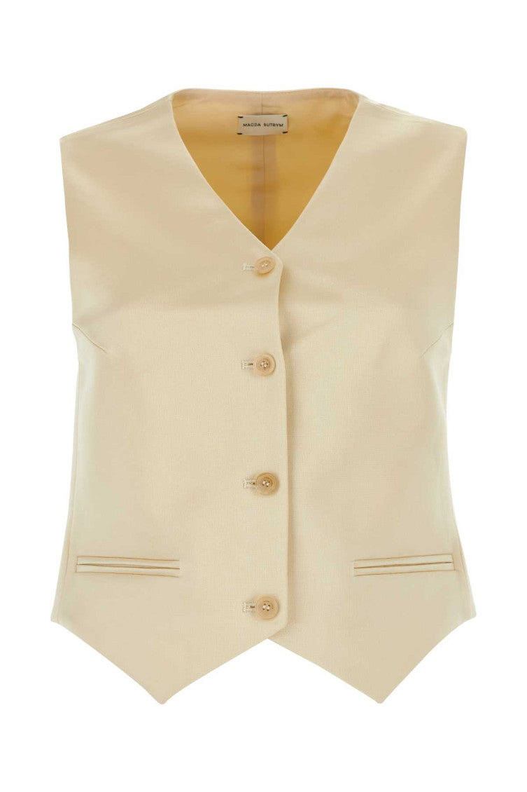 Beige V Neck Vest 1