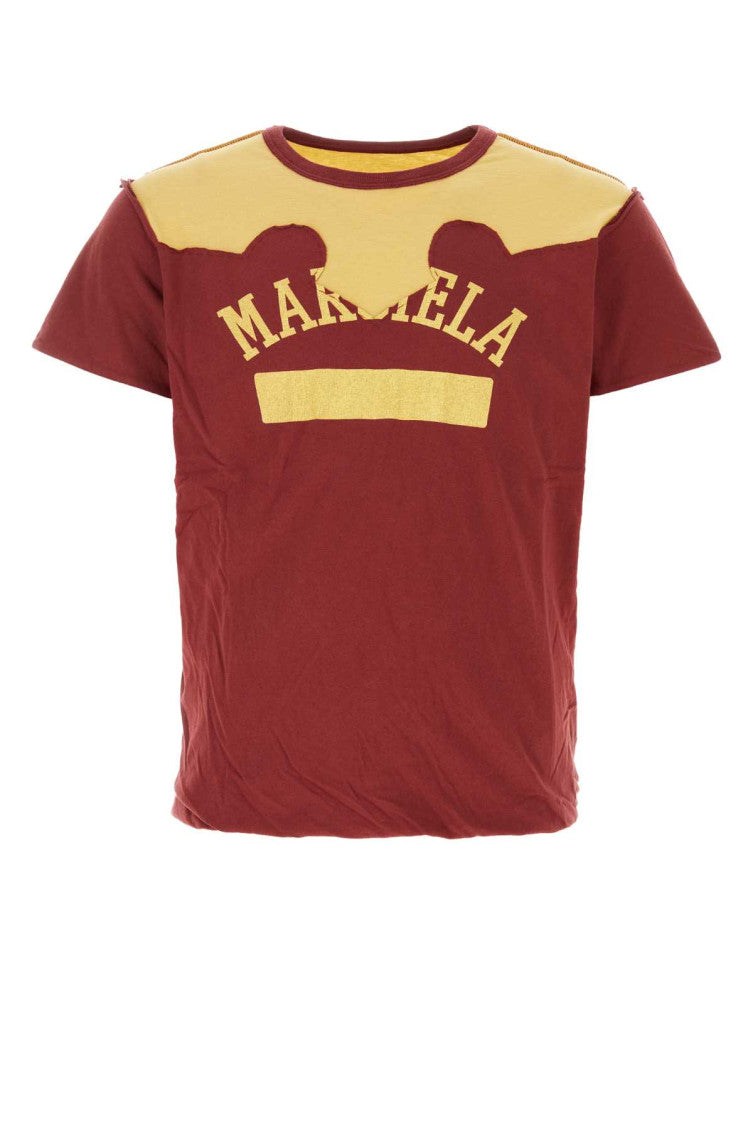 Maroon Two-tone Cotton T-shirt 1