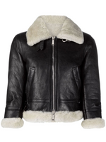 Black Cropped Shearling Jacket 1