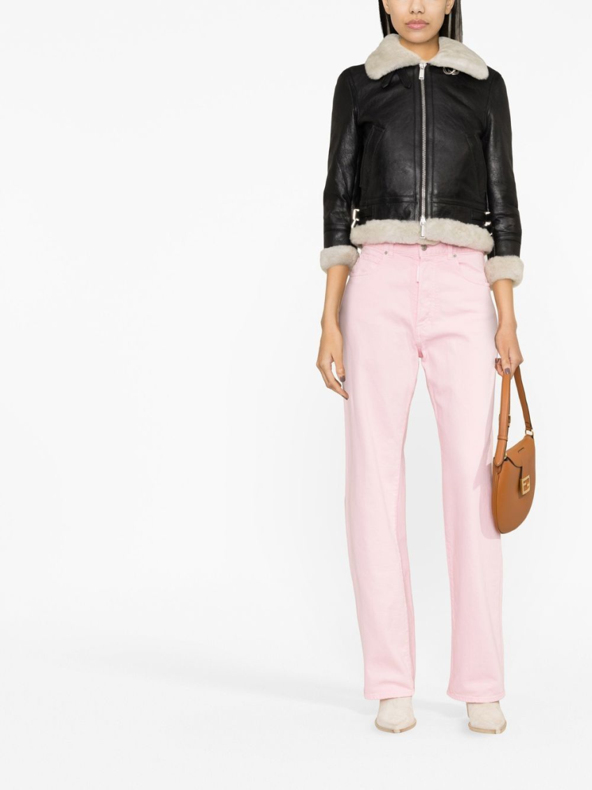 Black Cropped Shearling Jacket 2