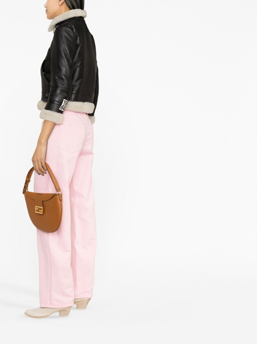 Black Cropped Shearling Jacket 4