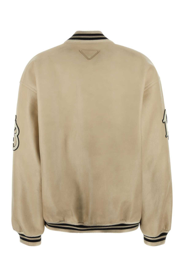 Ivory leather bomber jacket 2