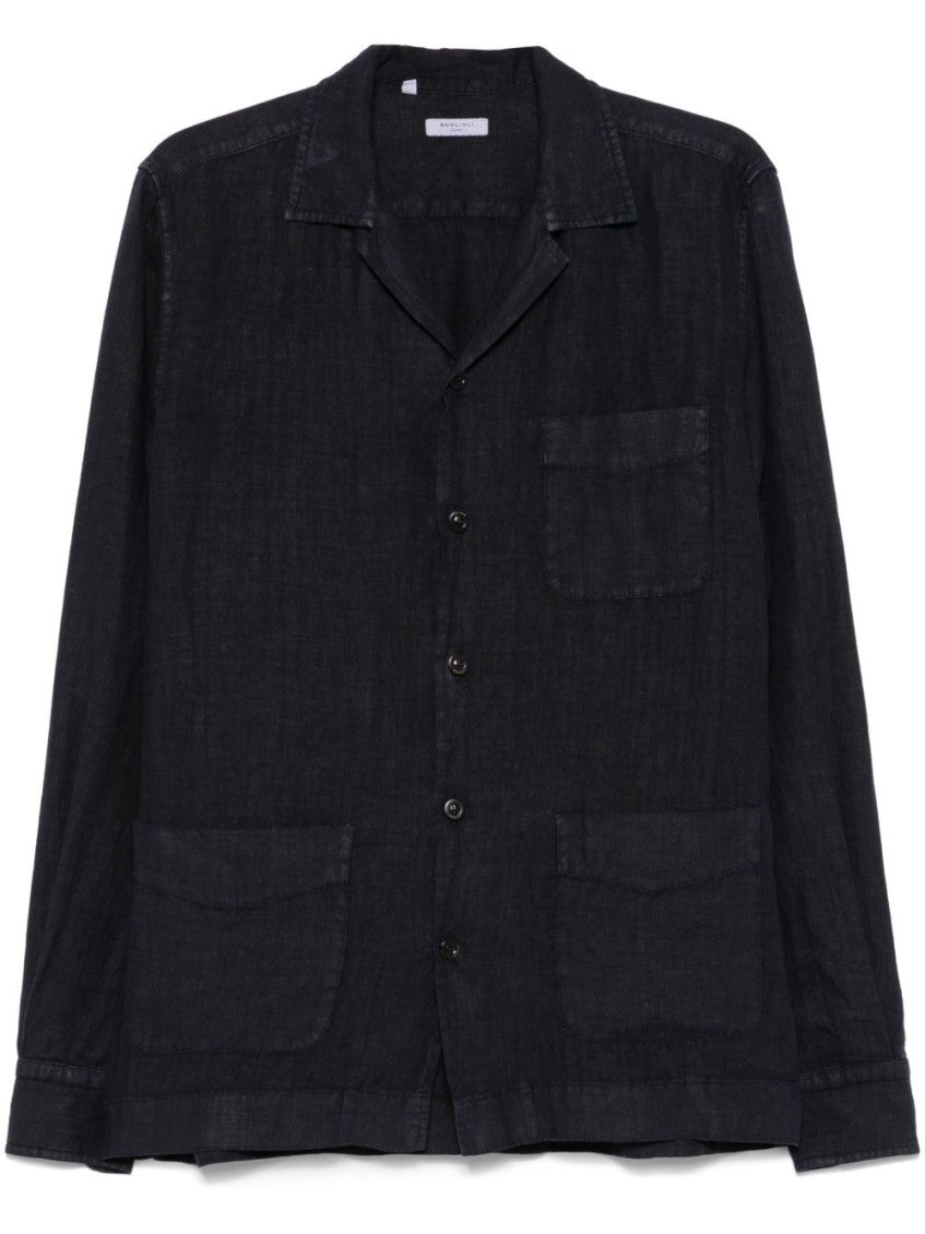 Navy Blue Long Sleeve Overshirt 1