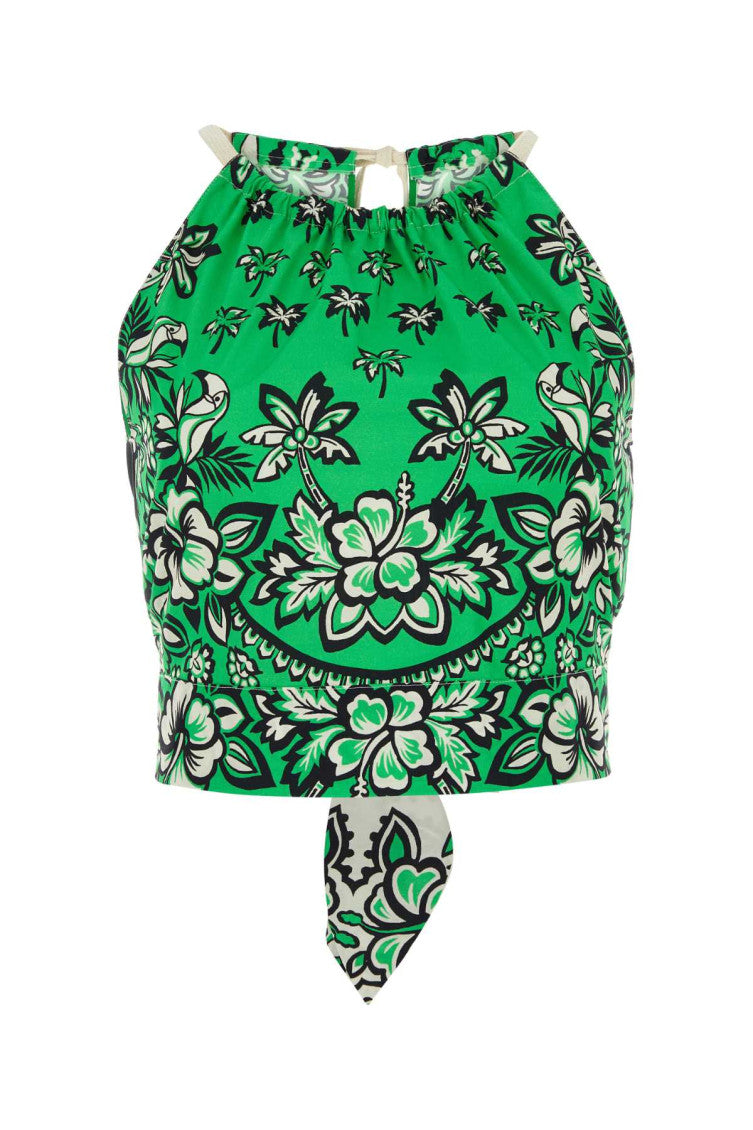 Green  Printed Poplin Top 1