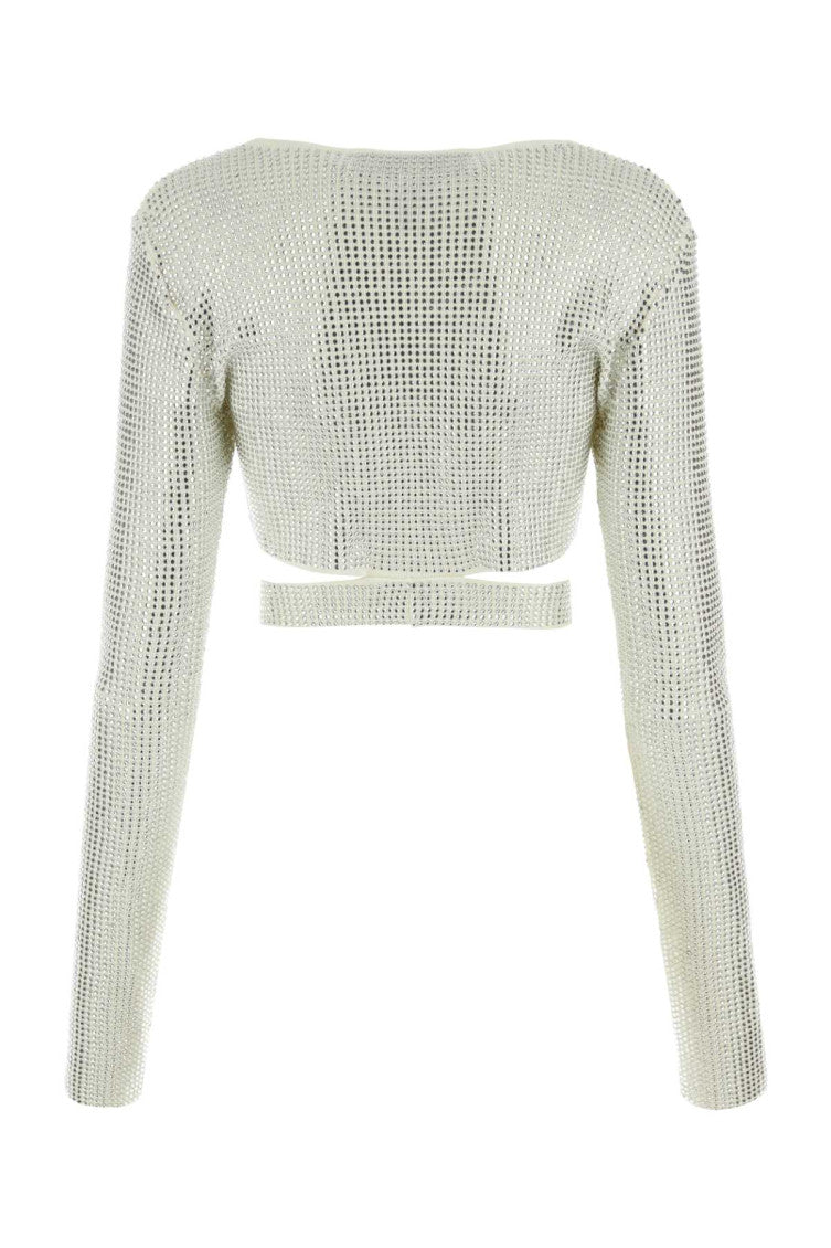 Ivory White Embellished Viscose Top 2