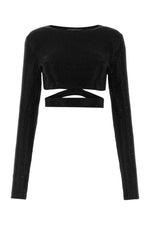 Black Embellished Viscose Blend Top 1