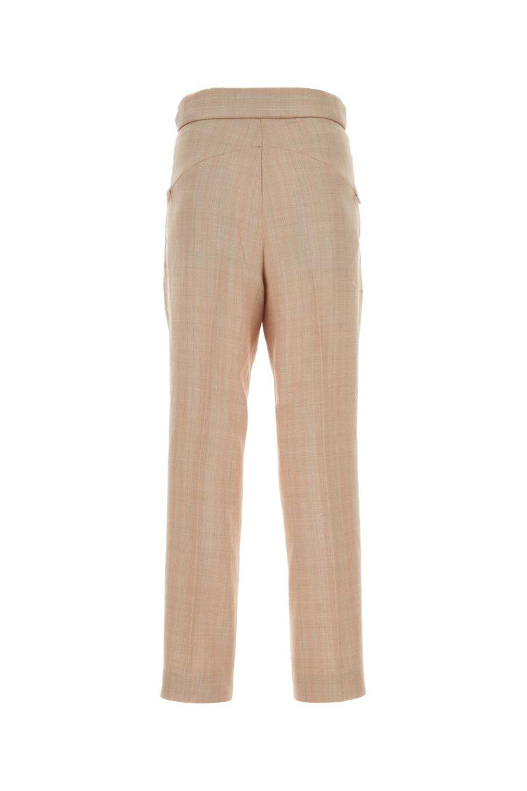 Beige Embroidered Polyester Blend Pant 2