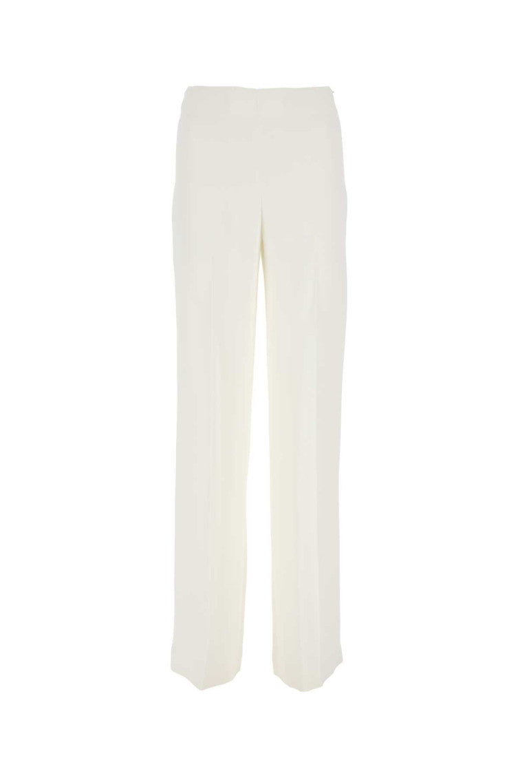 White Stretch Crepe Wide-leg Pant 1