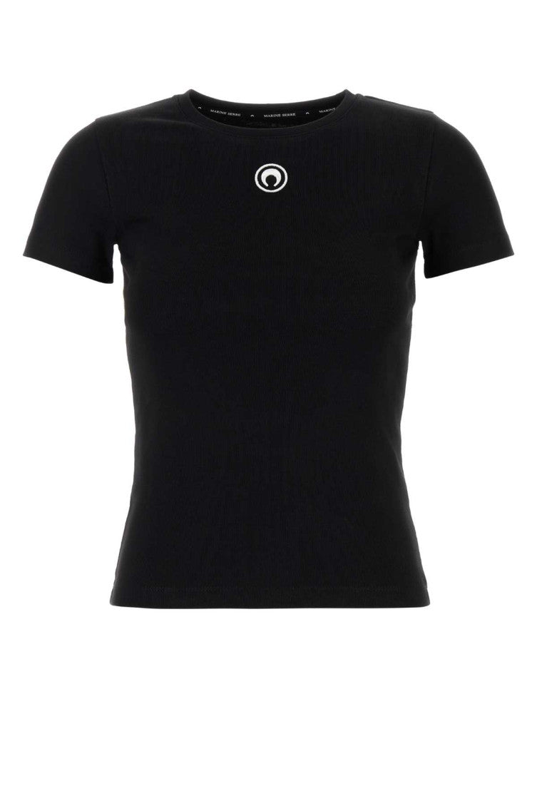 Black Crescent Moon-embroidered T-shirt 1