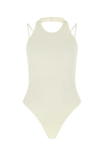 Ivory stretch viscose blend bodysuit  1