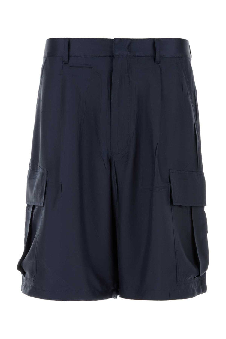 Dark Blue Silk Bermuda Shorts 1