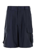 Dark Blue Silk Bermuda Shorts 1