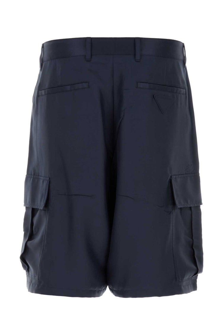 Dark Blue Silk Bermuda Shorts 2