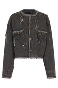 Grey Embellished Round Neck Jacket 1