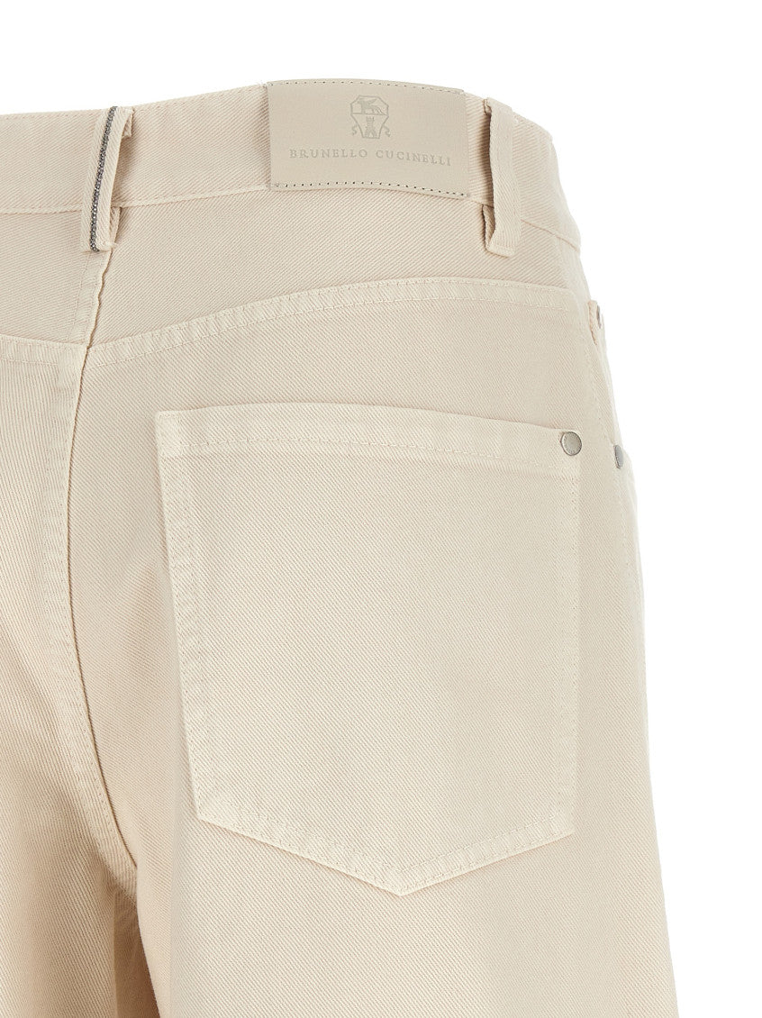 Beige Relaxed Mid Rise Jeans 4