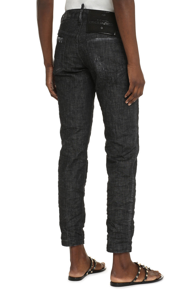 Black Skinny Mid Rise Jeans 4