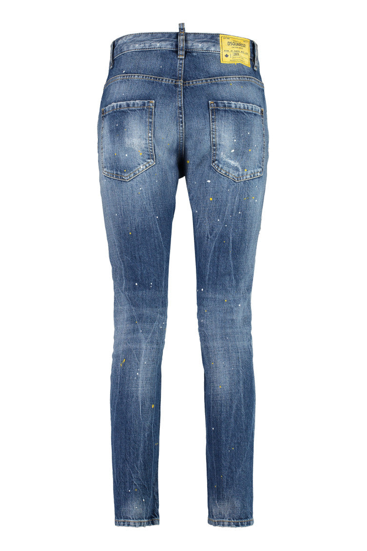 Light Blue Mid Rise Ripped Jeans 2