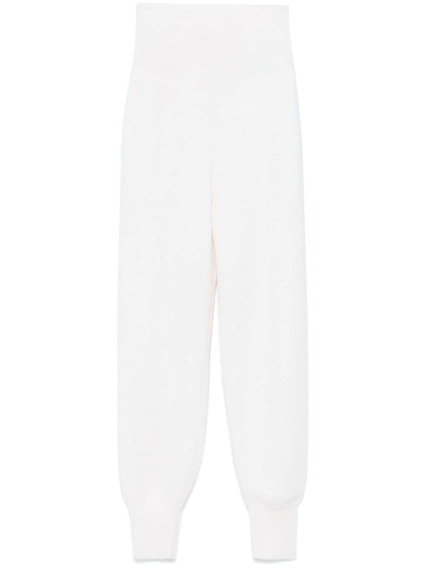 White Wool knitted trousers 1