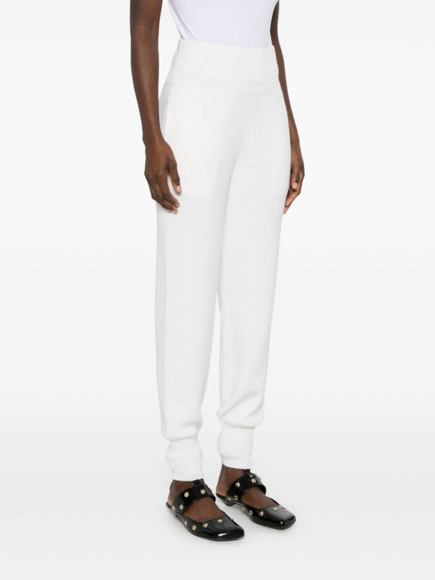White Wool knitted trousers 2