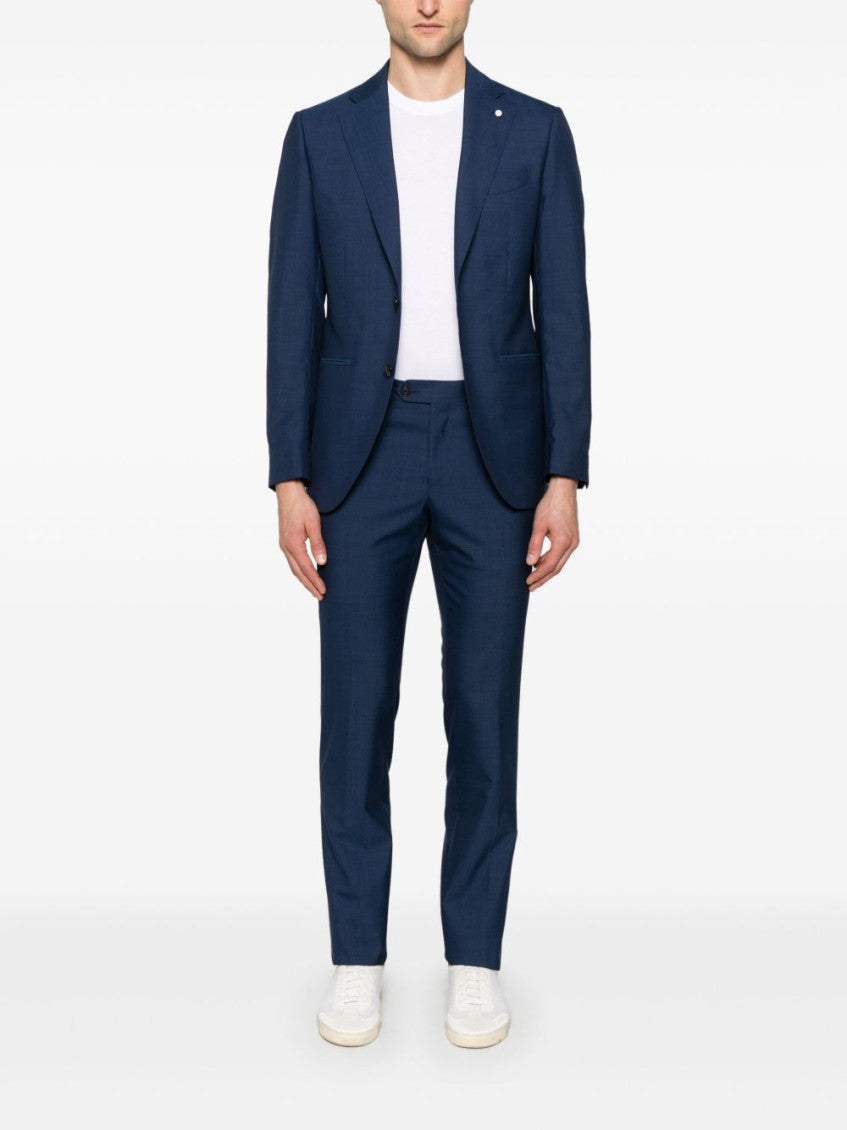 Navy Blue Double-breasted Suit 4