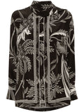 Dark Brown botanical-print shirt 1