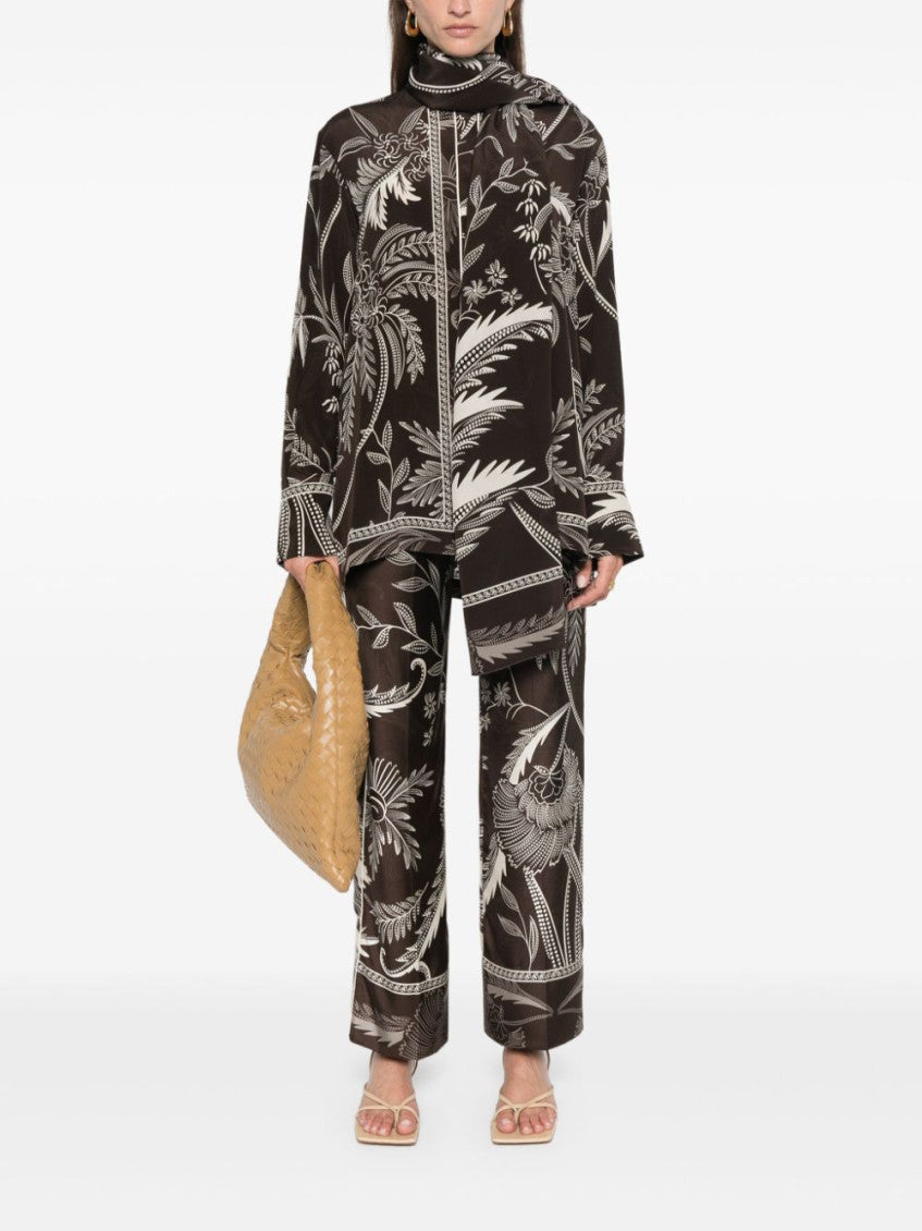 Dark Brown botanical-print shirt 4
