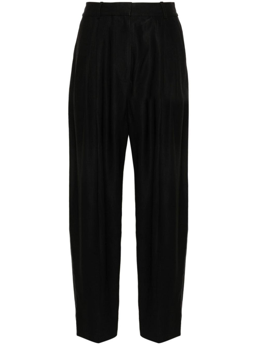 Navy Blue Wool Wide Leg Trousers 1