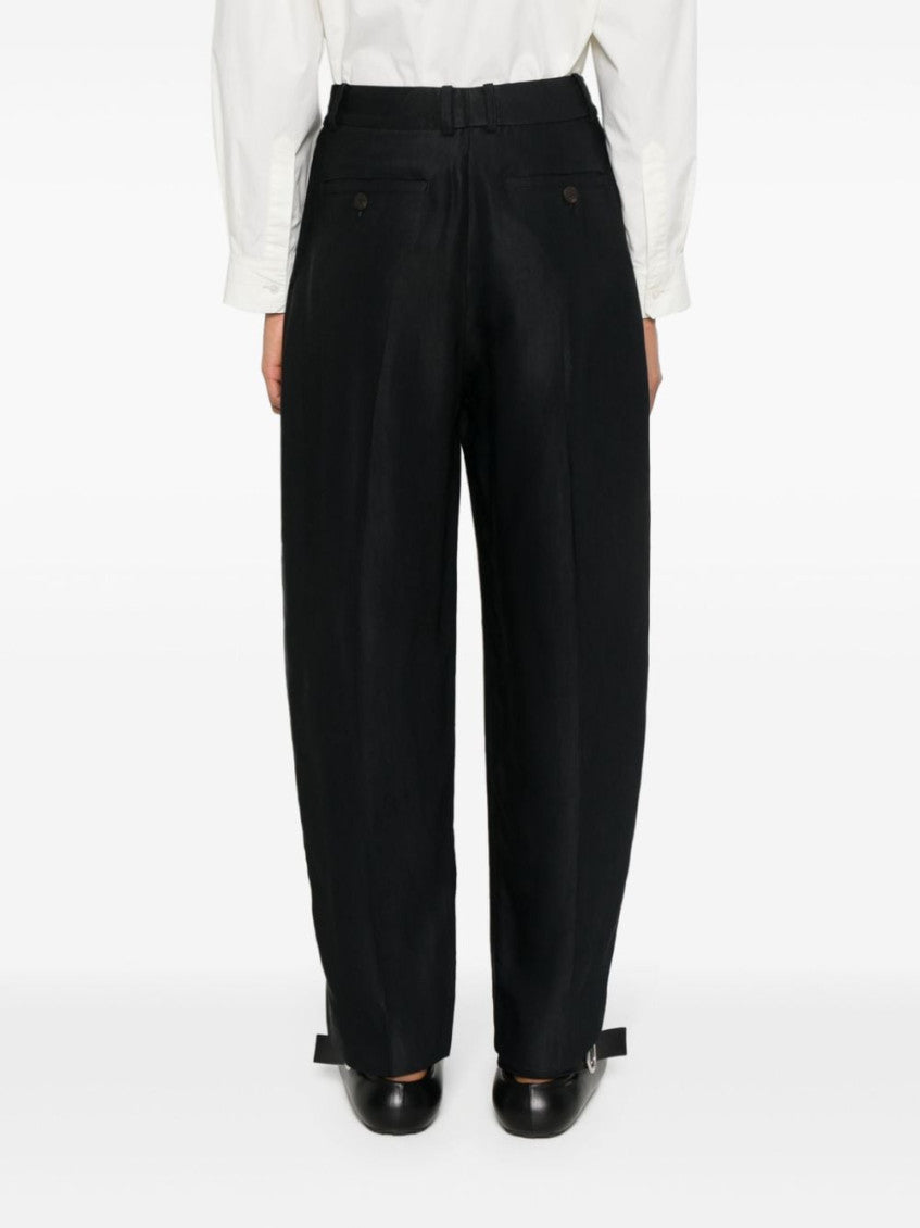 Navy Blue Wool Wide Leg Trousers 2