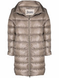 Taupe down-feather mid-length coat 1