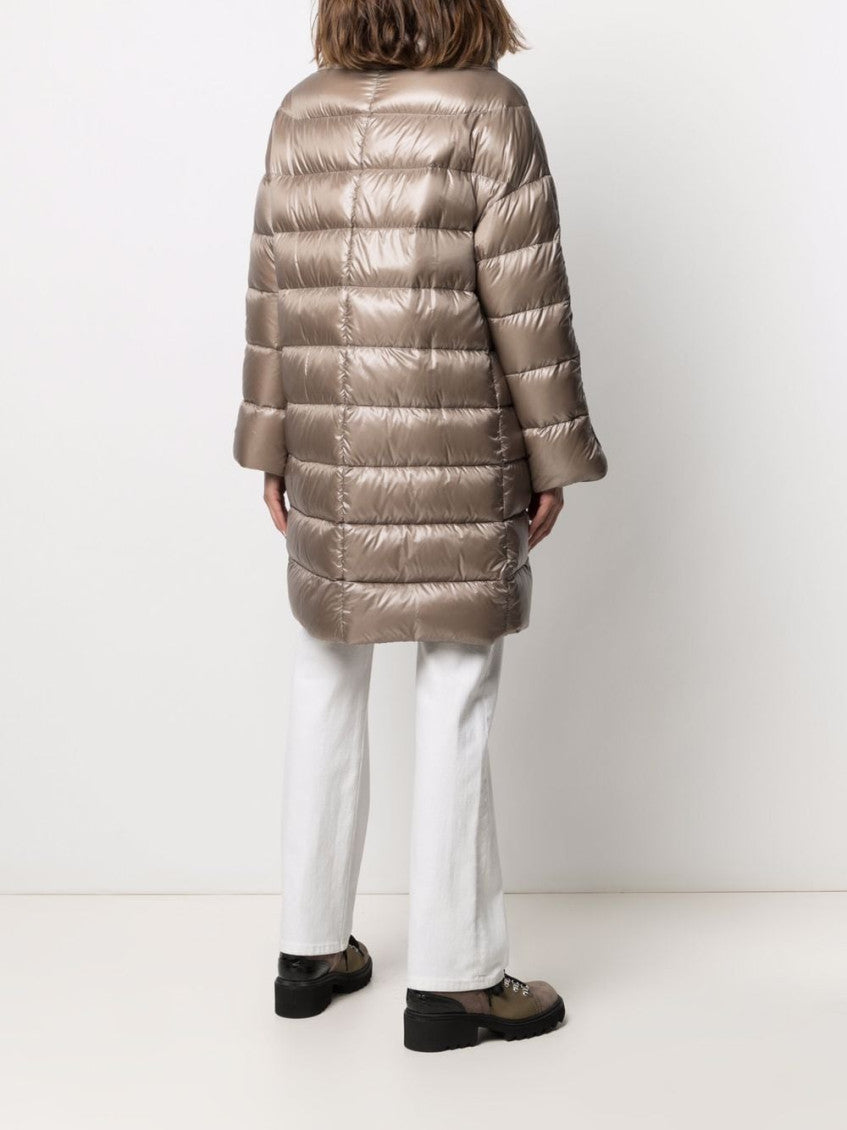 Taupe down-feather mid-length coat 3