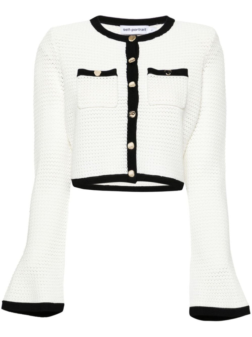 White Crochet cropped cardigan 1