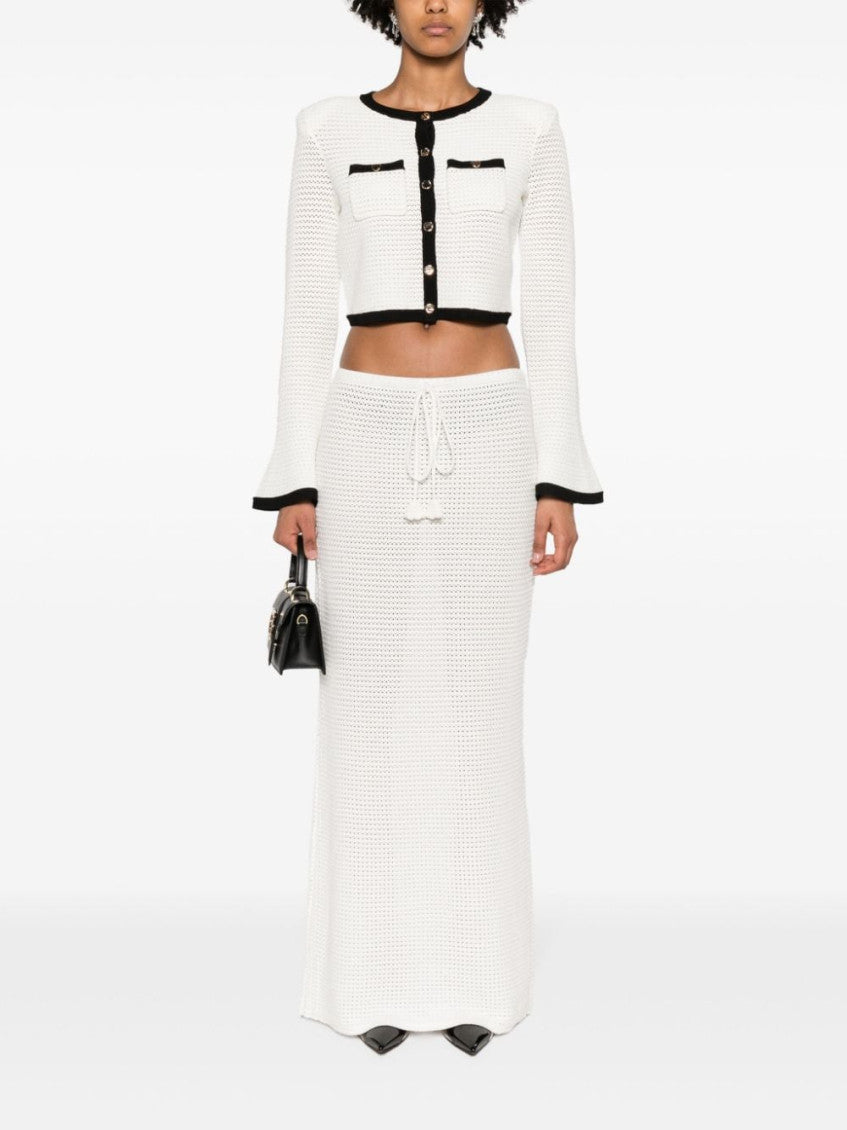 White Crochet cropped cardigan 2