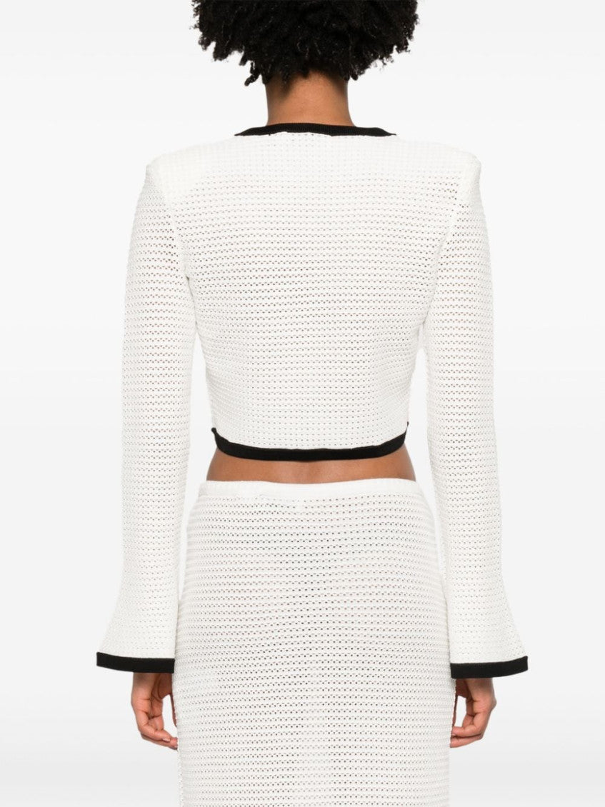 White Crochet cropped cardigan 3