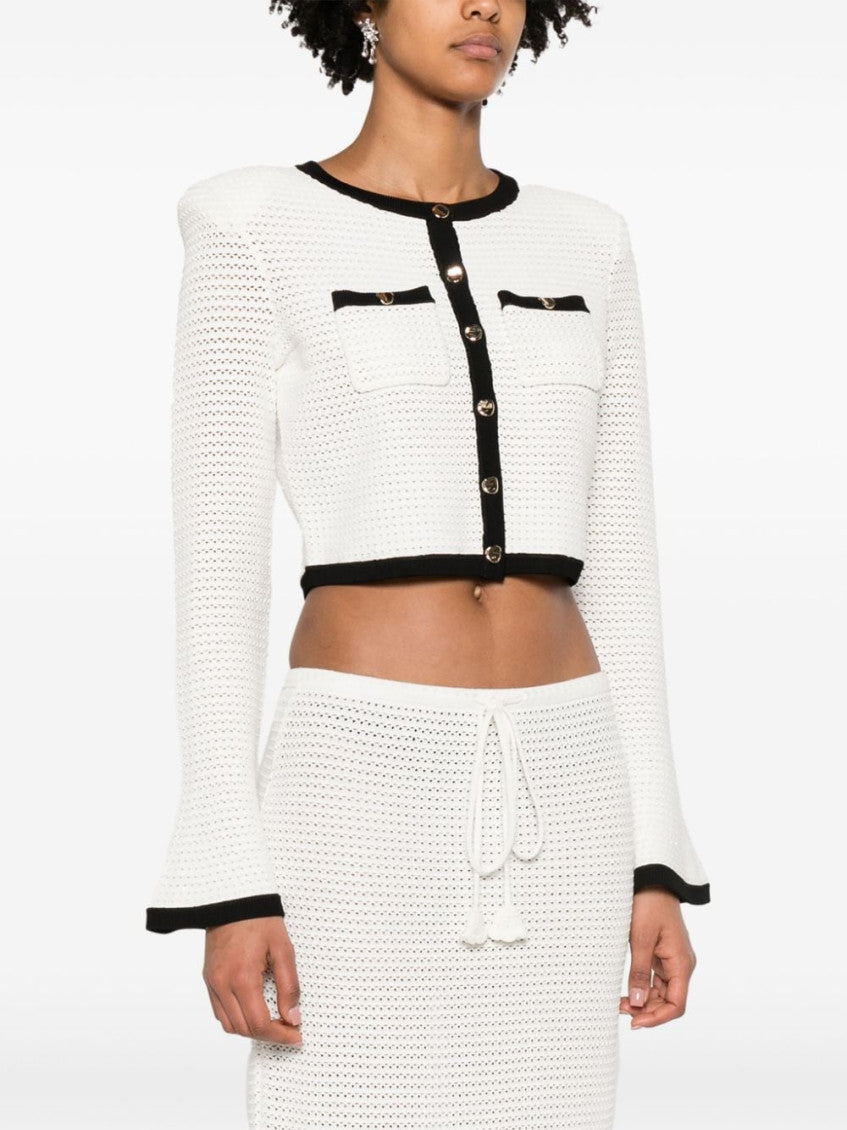 White Crochet cropped cardigan 5