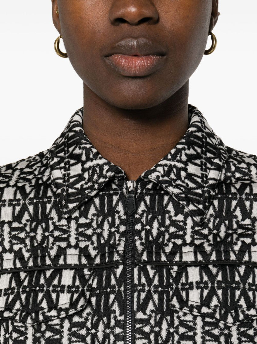 Black Tony monogram-pattern cropped jacket 5