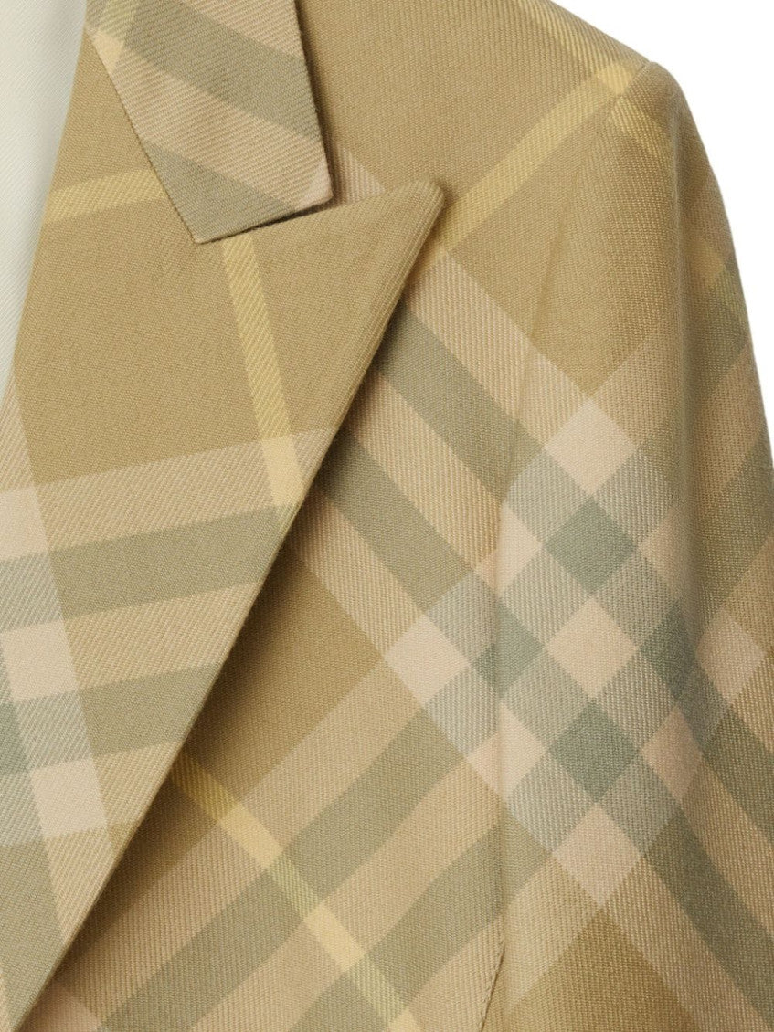 Beige checked tailored blazer 4