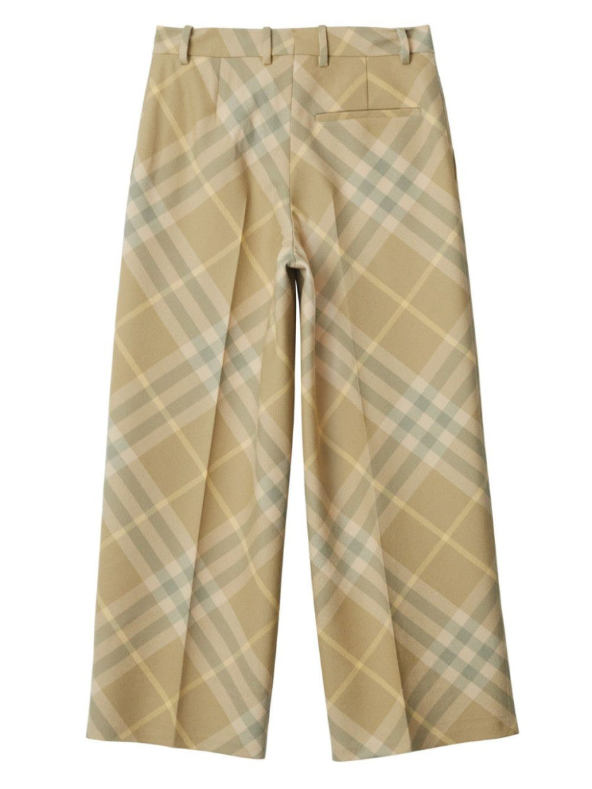 Beige check-print tailored trousers 2