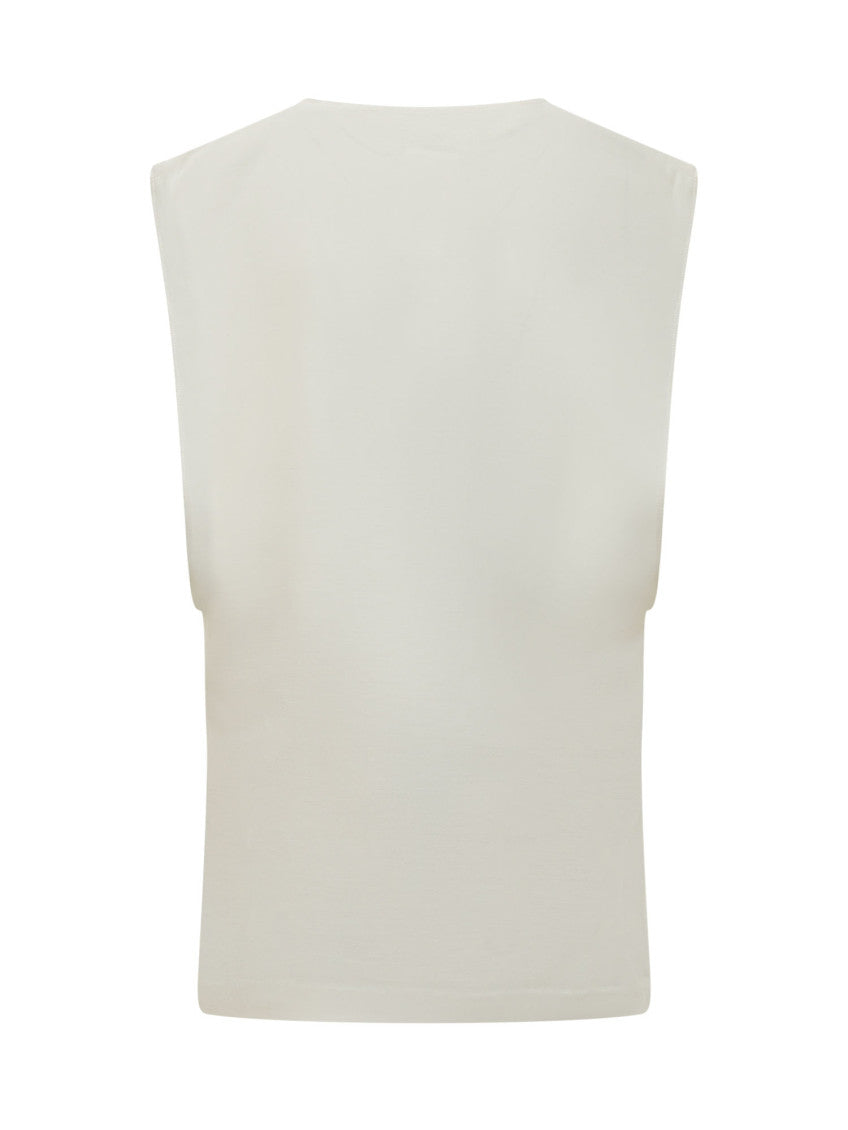 White Solid Round Neck Top 2