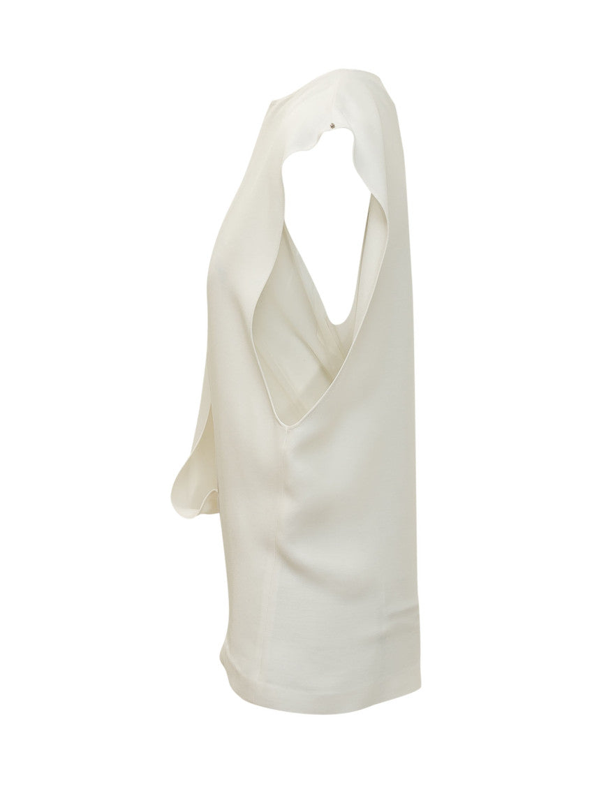White Solid Round Neck Top 3