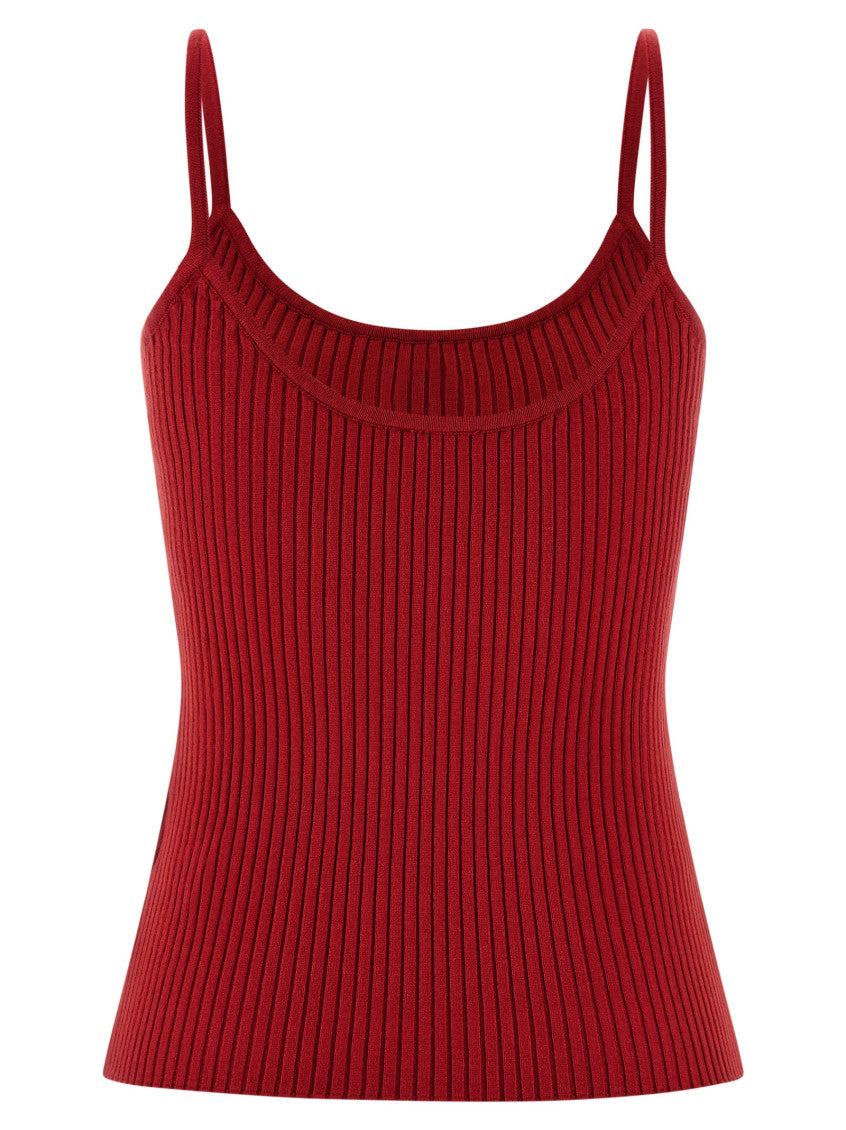 Red Knitted Scoop Neck Top 2