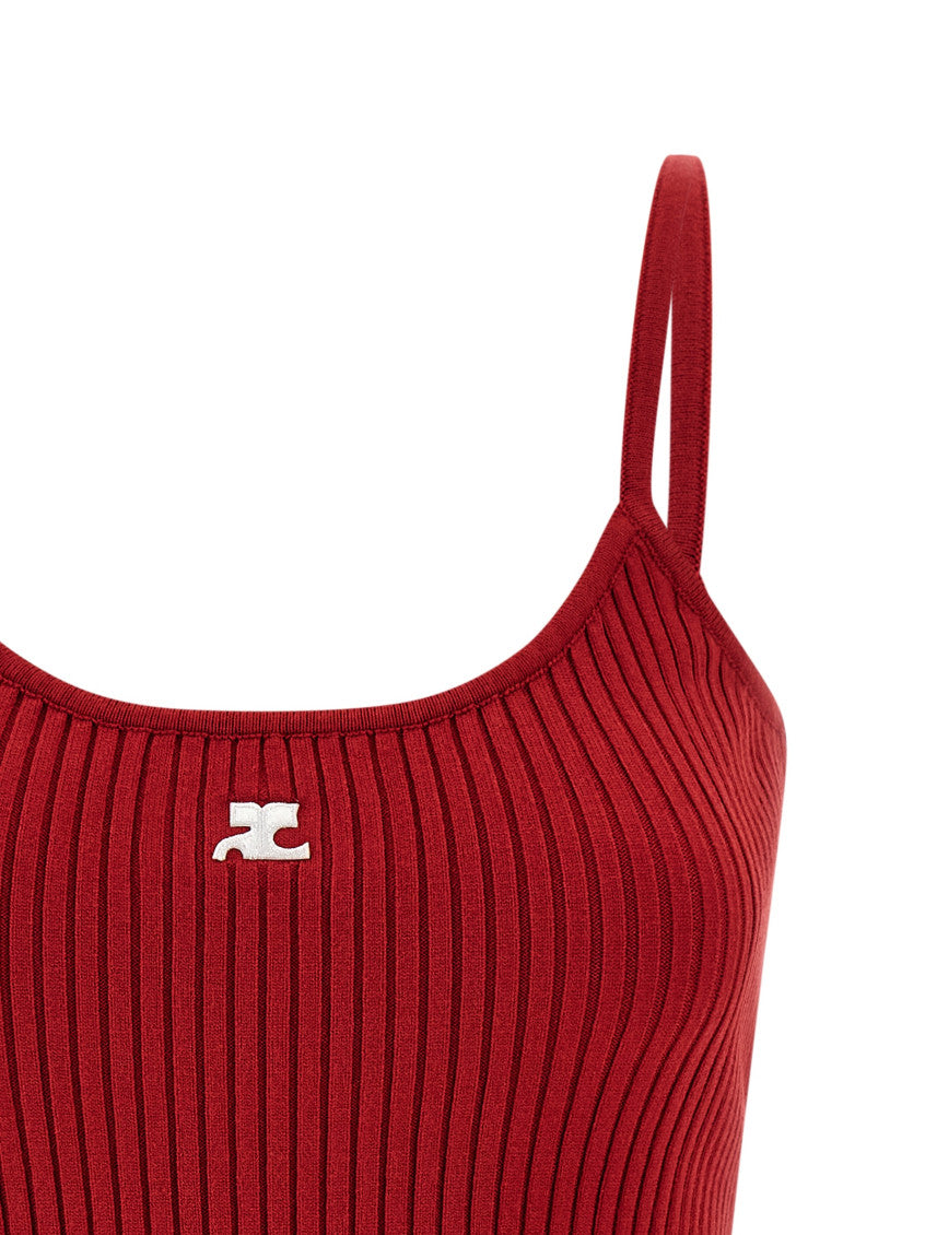 Red Knitted Scoop Neck Top 3