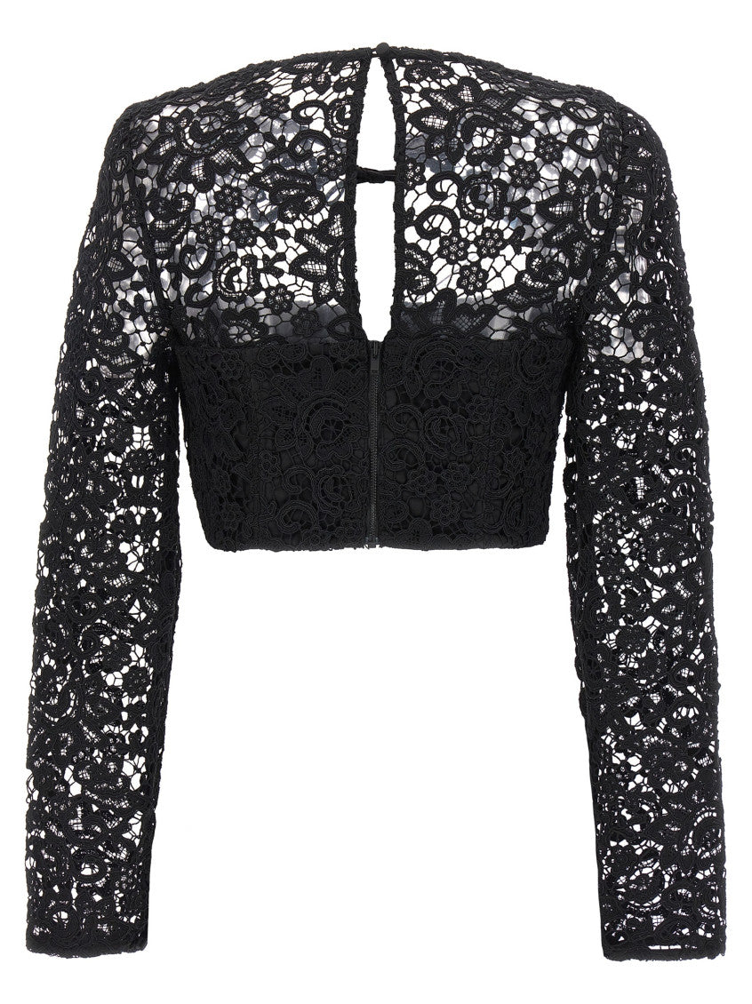Black Lace Round Neck Top 2
