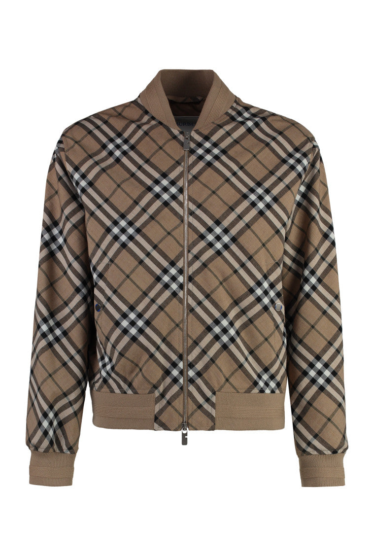 Beige Check Bomber Jacket 1