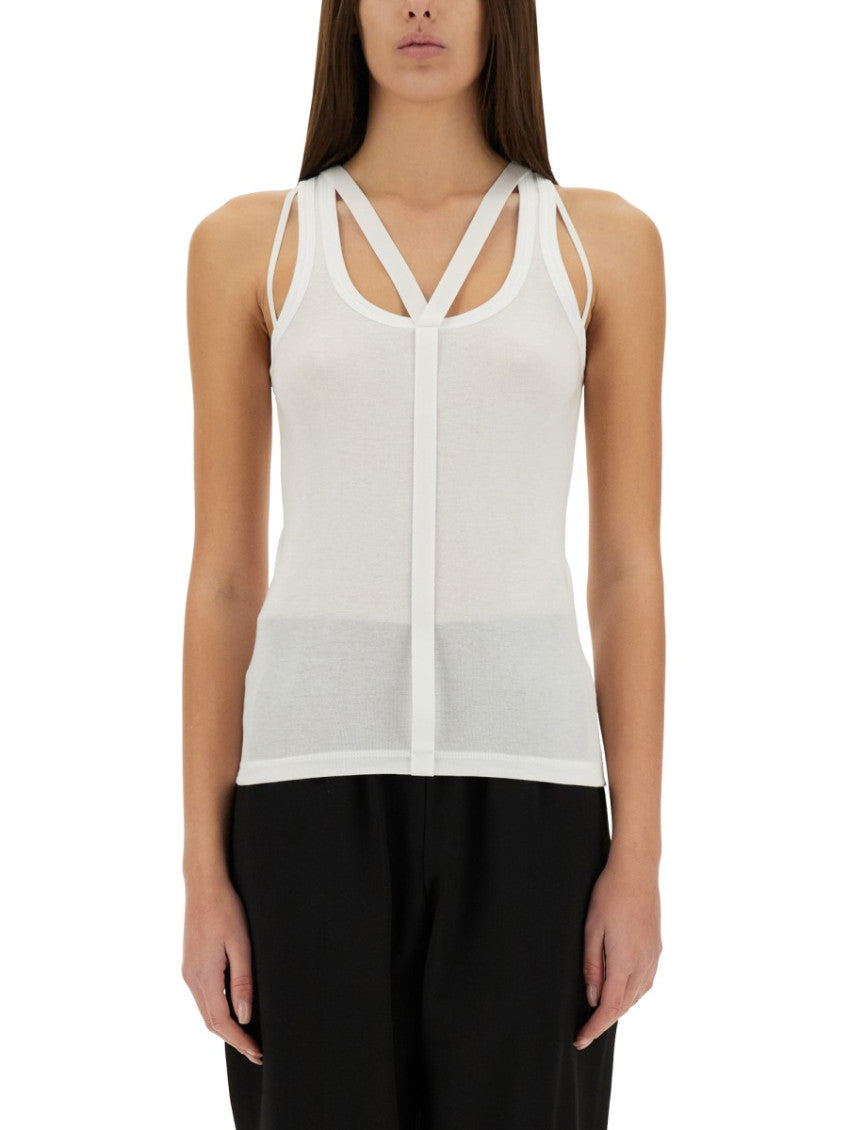 Beige Solid Scoop Neck Top 1