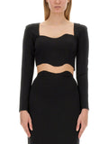 Black Solid Sweet Heart Neck Top 1