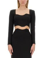 Black Solid Sweet Heart Neck Top 1
