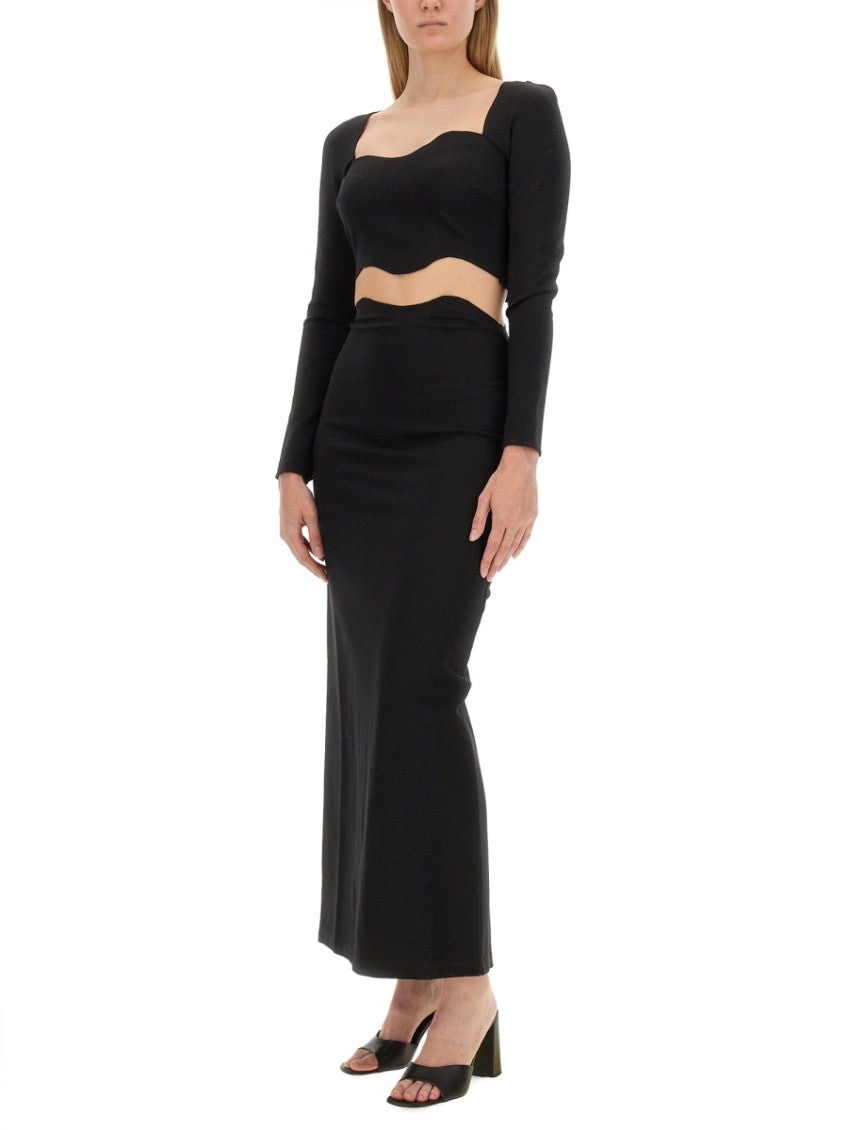 Black Solid Sweet Heart Neck Top 4