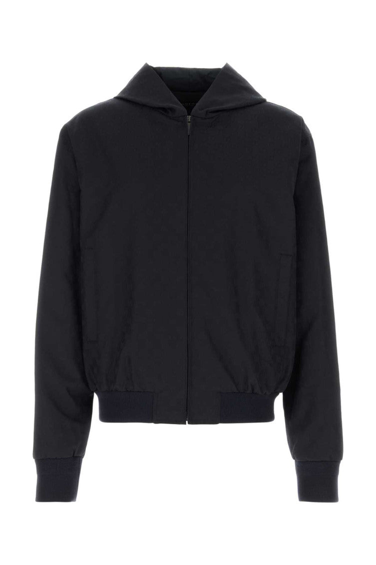 Black Solid Hood Jacket 1