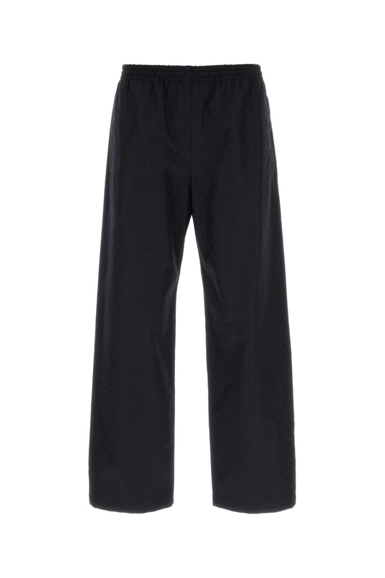 Black Nylon Solid Pyjama 1
