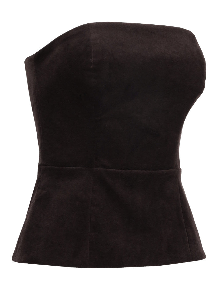 Dark Brown Solid Strapless Top 2